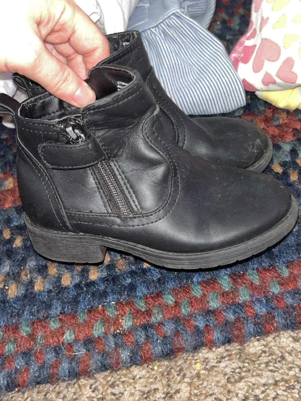 wonder nation Black Girls' Zip Ankle Boots